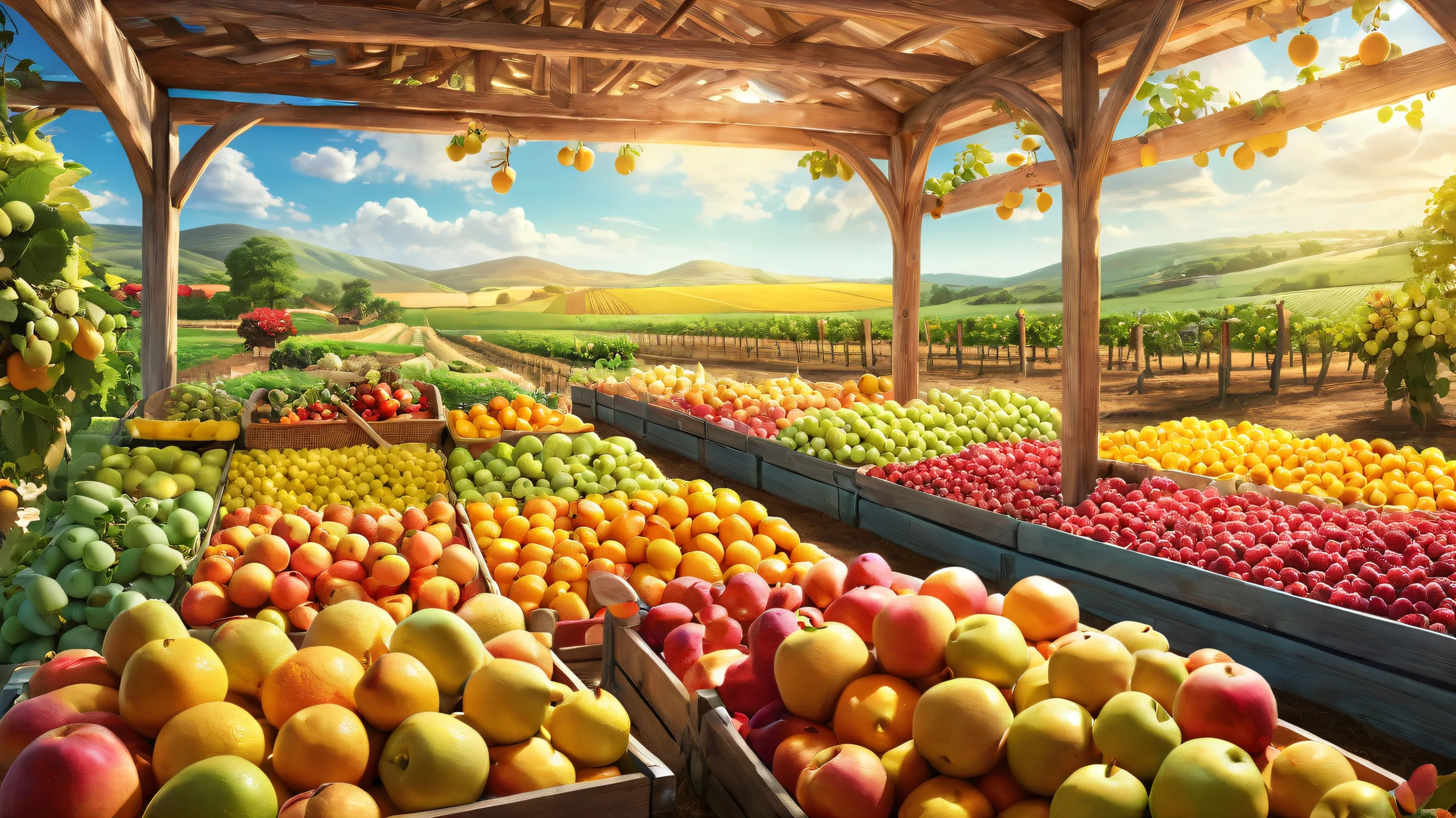 A serene and idyllic farm setting for your desktop, featuring a vast pure void on a pristine background, perfect for a PC or Desktop.