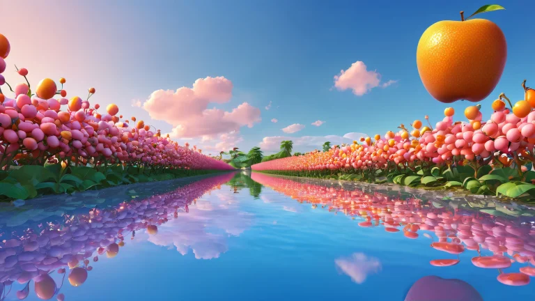 Breathtaking desktop wallpaper of Fruit Milk Farm on a Desktop/PC with pure void and ethereal lighting.