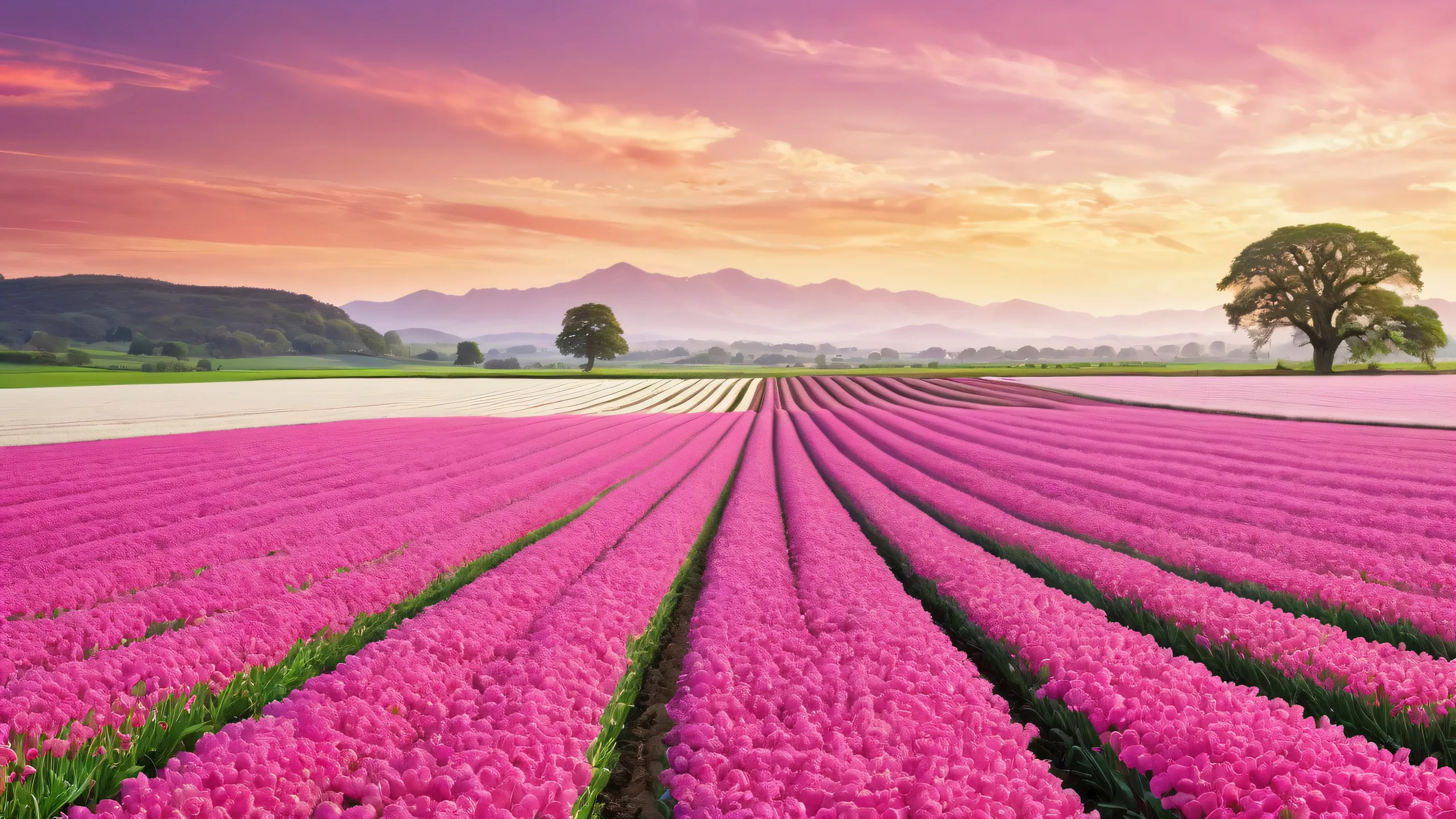 A serene and idyllic farming landscape for your desktop or PC, featuring radiant colors and stunning visual impact.