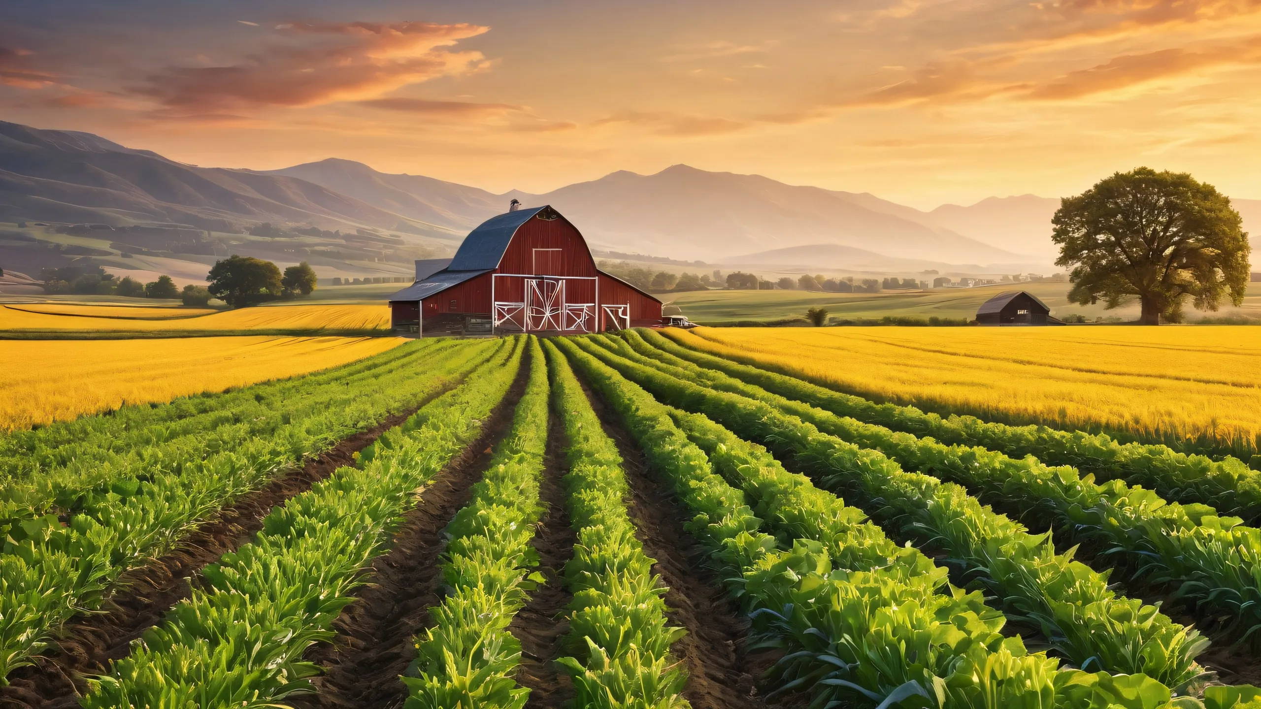 Beautifully rendered desktop wallpaper of a farmstead scene on a clean and pure void background for PC or Desktop use.