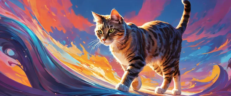 A mesmerizing desktop wallpaper featuring a majestic cat in a vast, pure void, perfect for your desktop/PC.