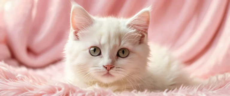 A serene desktop scene featuring a kitten and its soft fuzzy bed amidst a vast pure void with pristine clarity and photorealistic background.