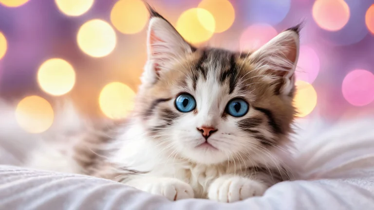 A serene and peaceful desktop scene featuring a soft fuzzy cat bed amidst an expanse of pure void, perfect for your PC or Desktop.