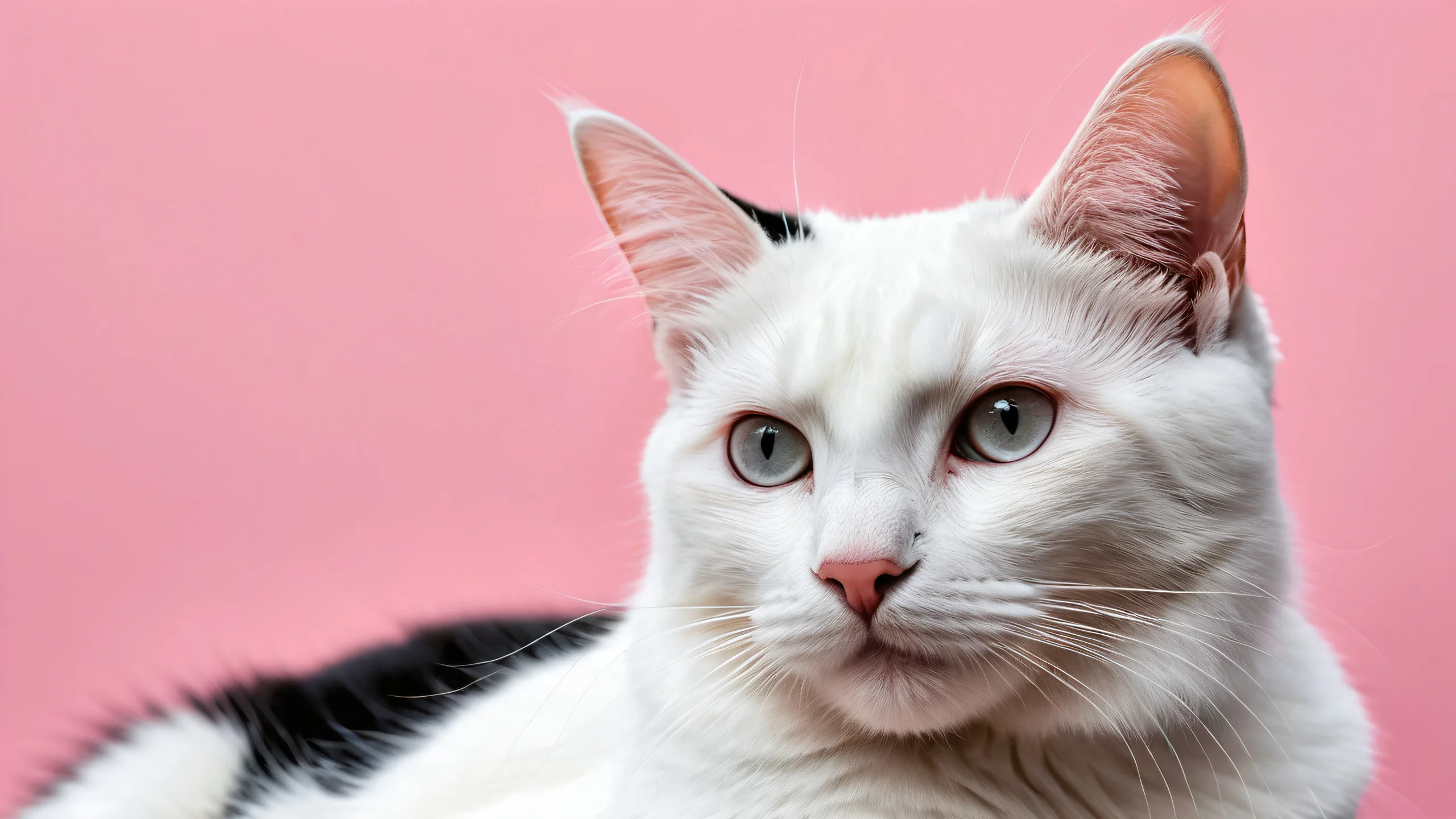 Breathtaking feline desktop scene with pure void background and dark mode aesthetic for Desktop/PC use.