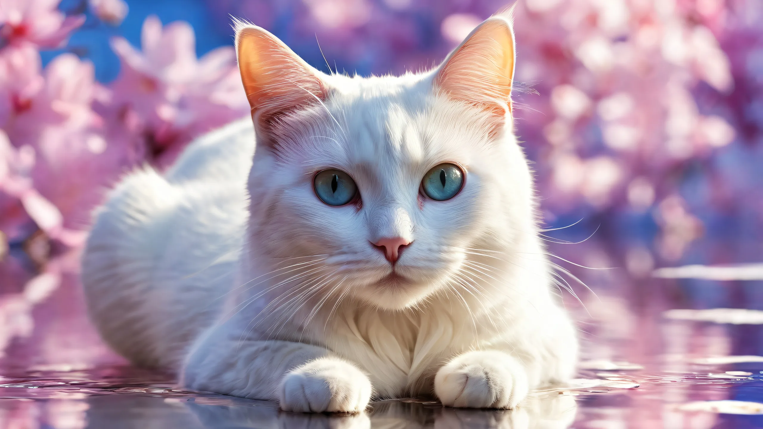 A stunning desktop wallpaper featuring a cat set against a vast, pure void with ethereal lighting and detailed textures, suitable for Desktop/PC use.