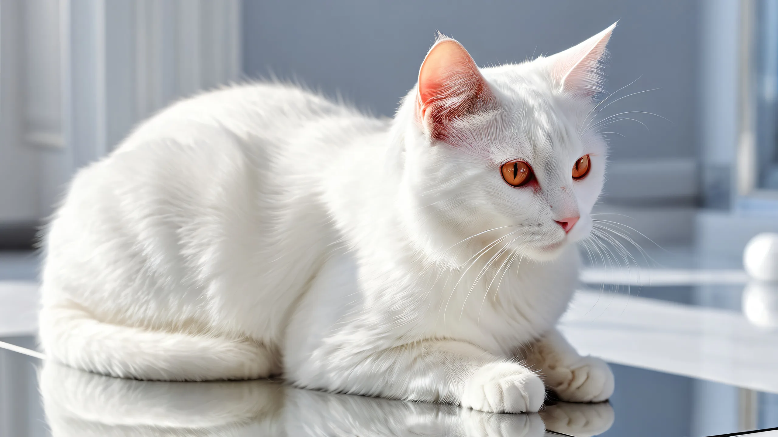 A majestic cat adorns a pristine pure void desktop scene for Desktop/PC users.