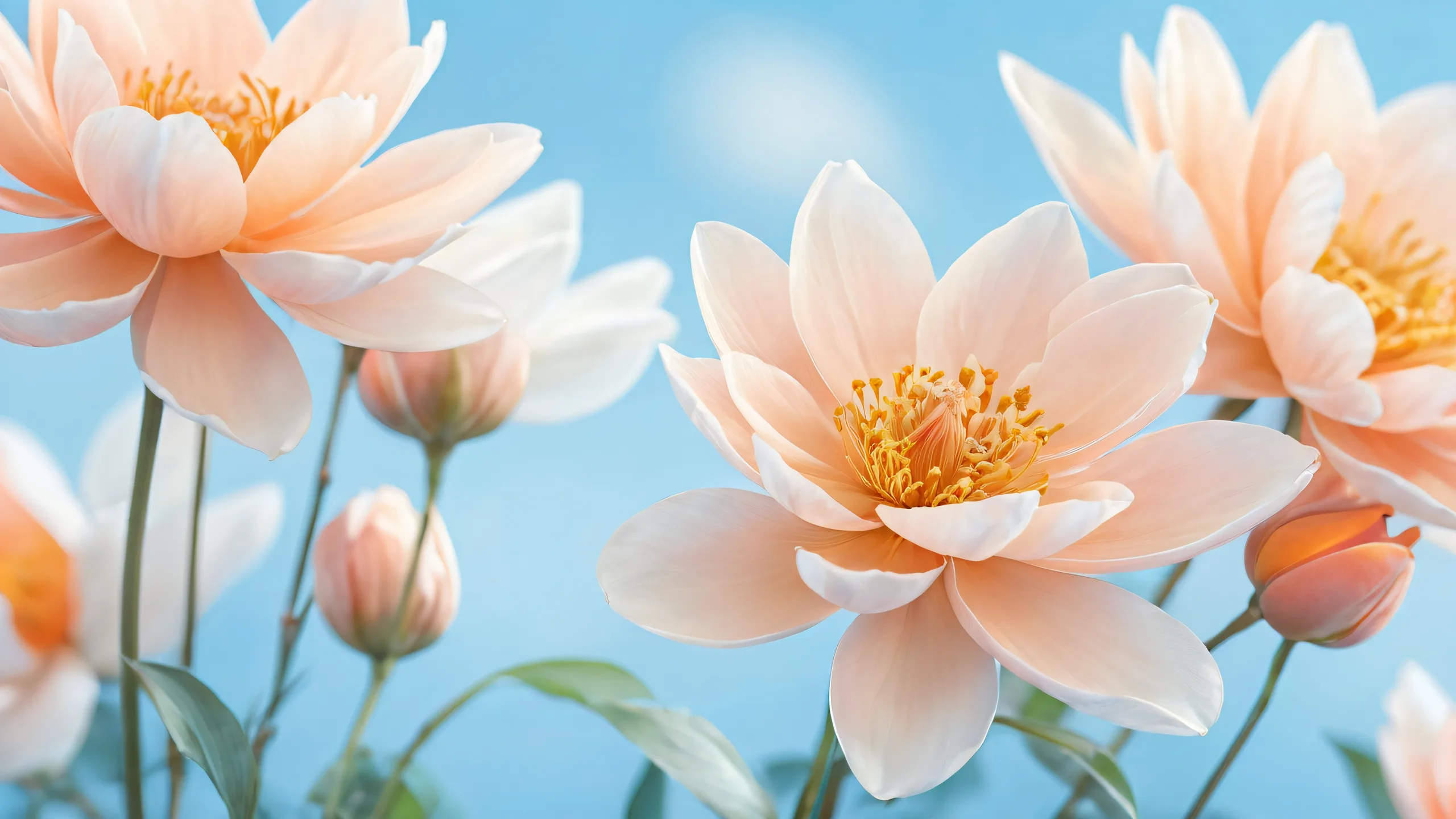 Stunning desktop wallpaper featuring a beautiful floral bloom scene on a pristine pure void background, perfect for your Desktop/PC.