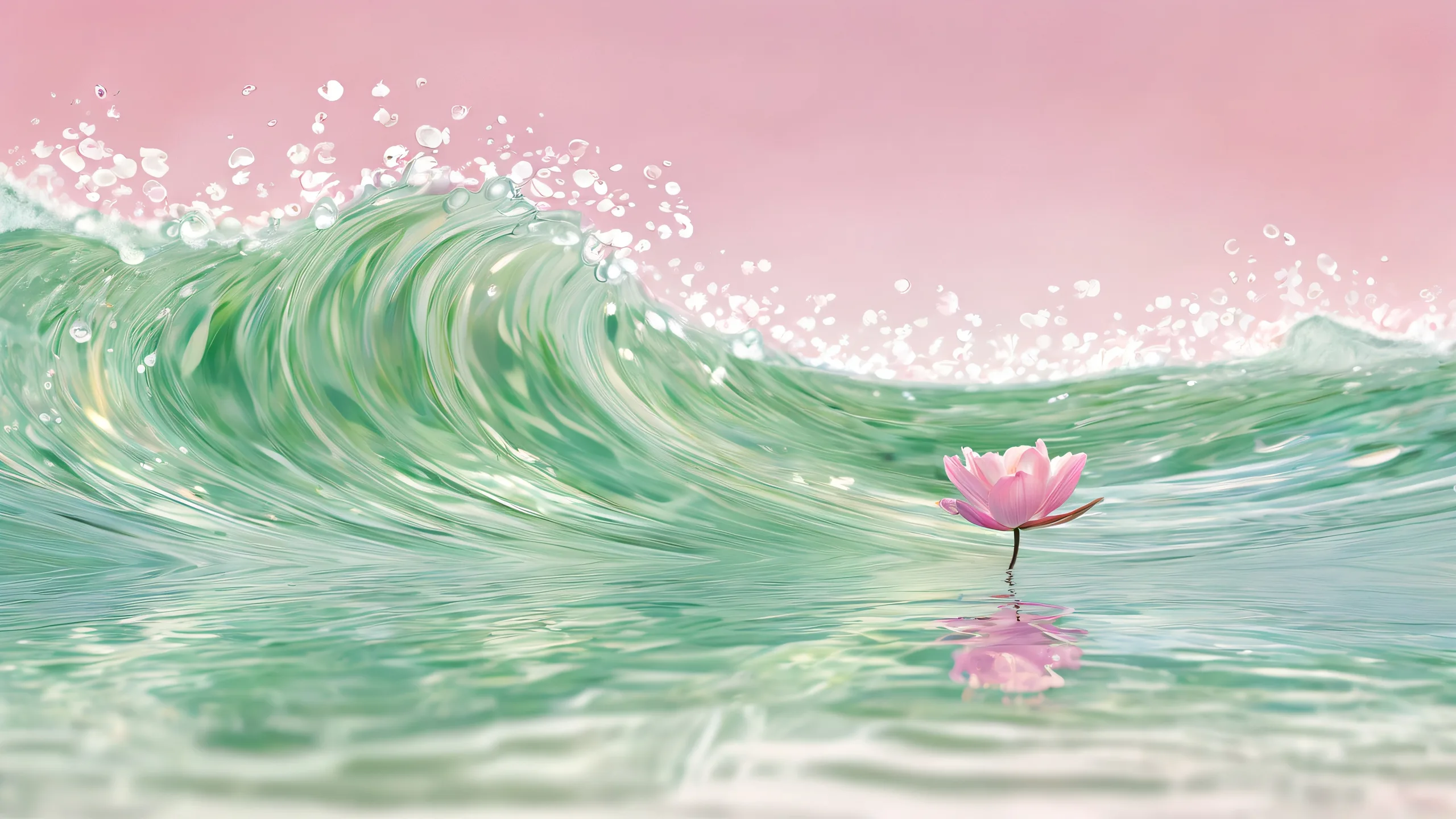 Breathtaking desktop background of floral waves and clouds on a pure void, perfect for Desktop/PC screens.