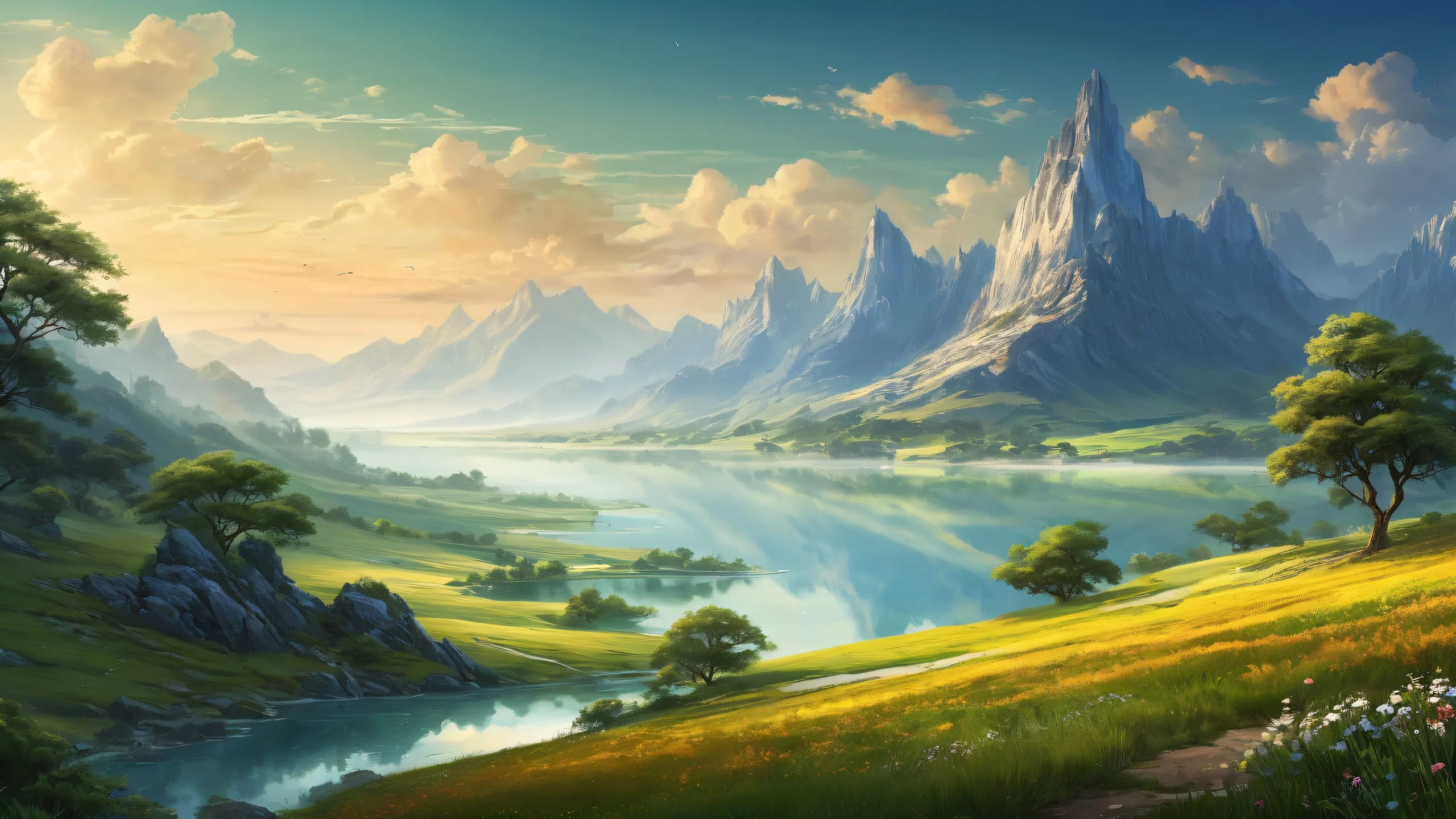 Immersive solarpunk desktop wallpaper of a pure void landscape with misty fog and subtle atmosphere, suitable for Desktop/PC use.