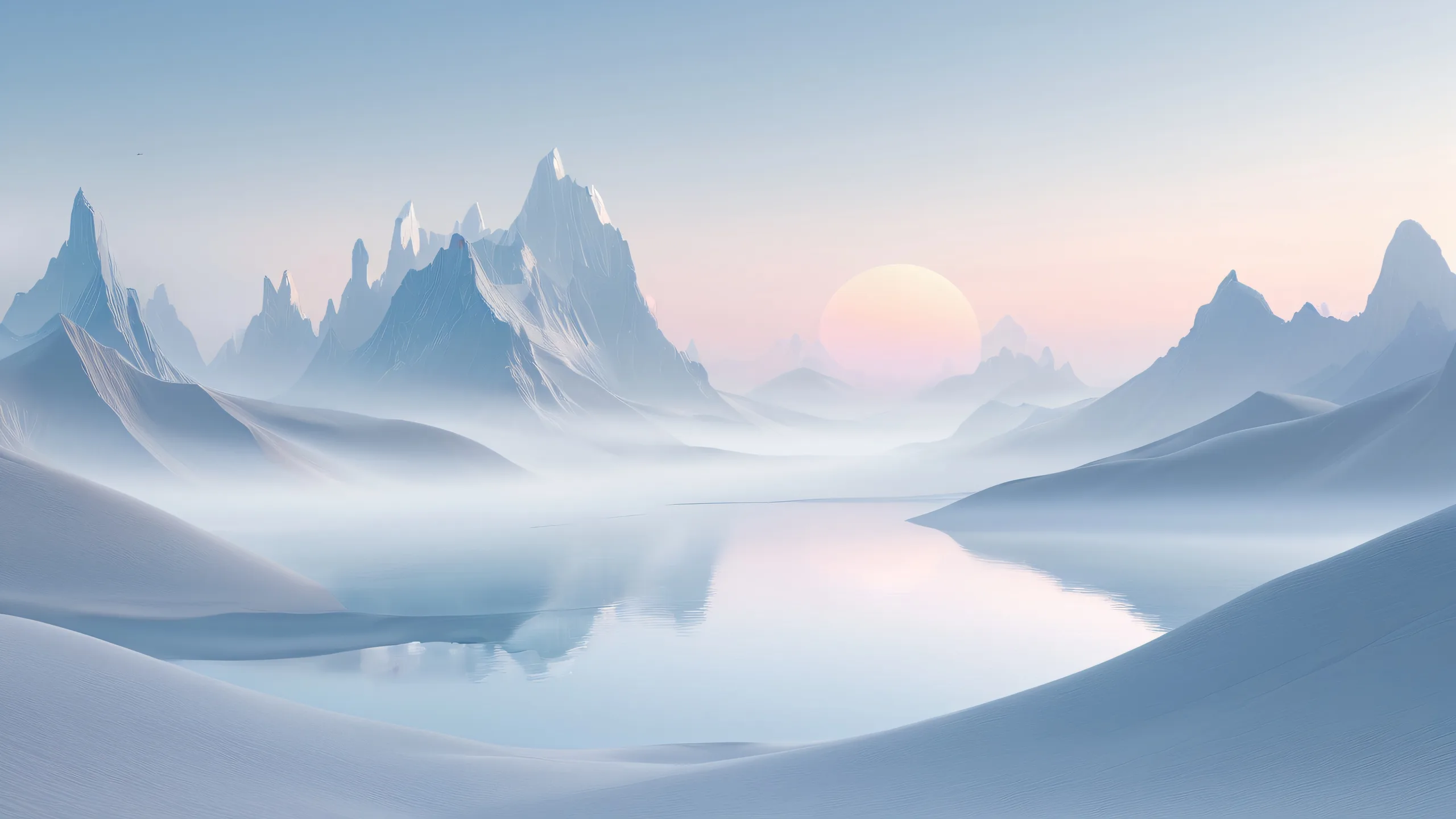 Misty morning atmosphere with shapes on a desktop/PC screen.