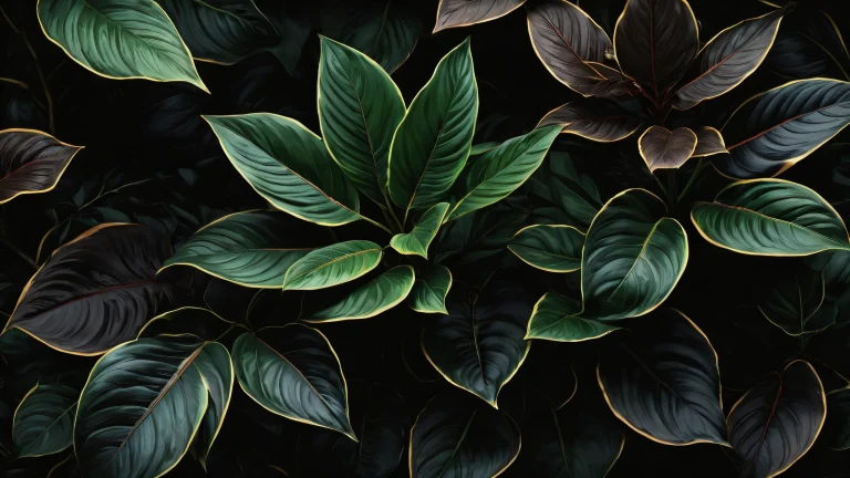 A serene and majestic desktop wallpaper featuring a vast expanse of plants against a dark mode aesthetic, perfect for your PC or Desktop.