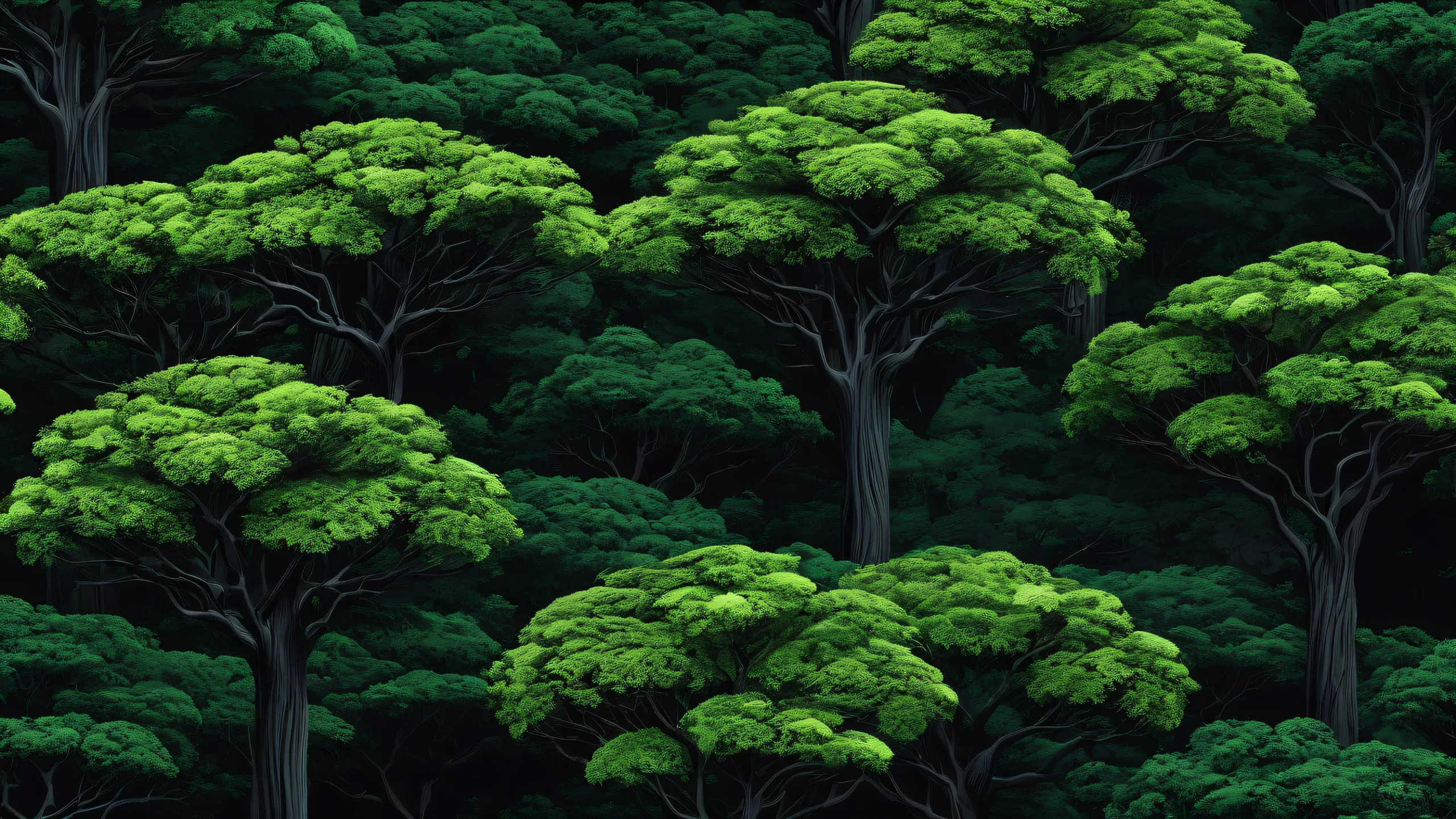Stunning desktop wallpaper of trees against a deep void for PC/ Desktop use.