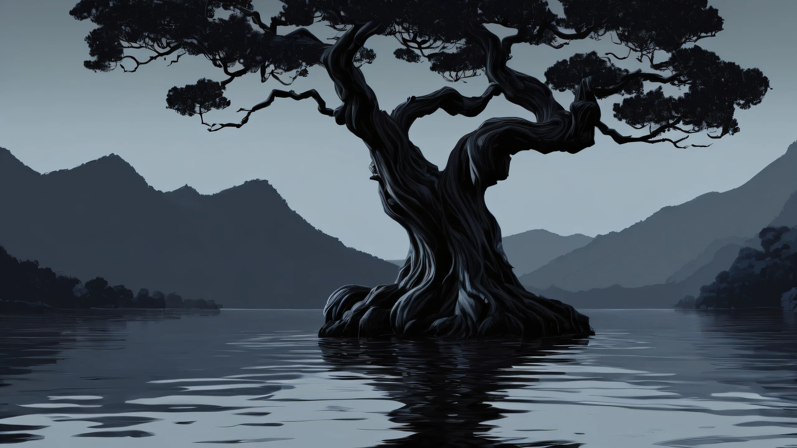 A breathtaking desktop wallpaper featuring a majestic tree in a vast, pure void, perfect for your Desktop/PC.