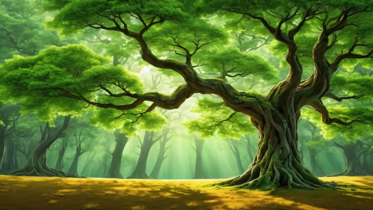 A serene desktop background featuring a tree in a vast, pure void with extreme depth of field, perfect for your PC or Desktop.