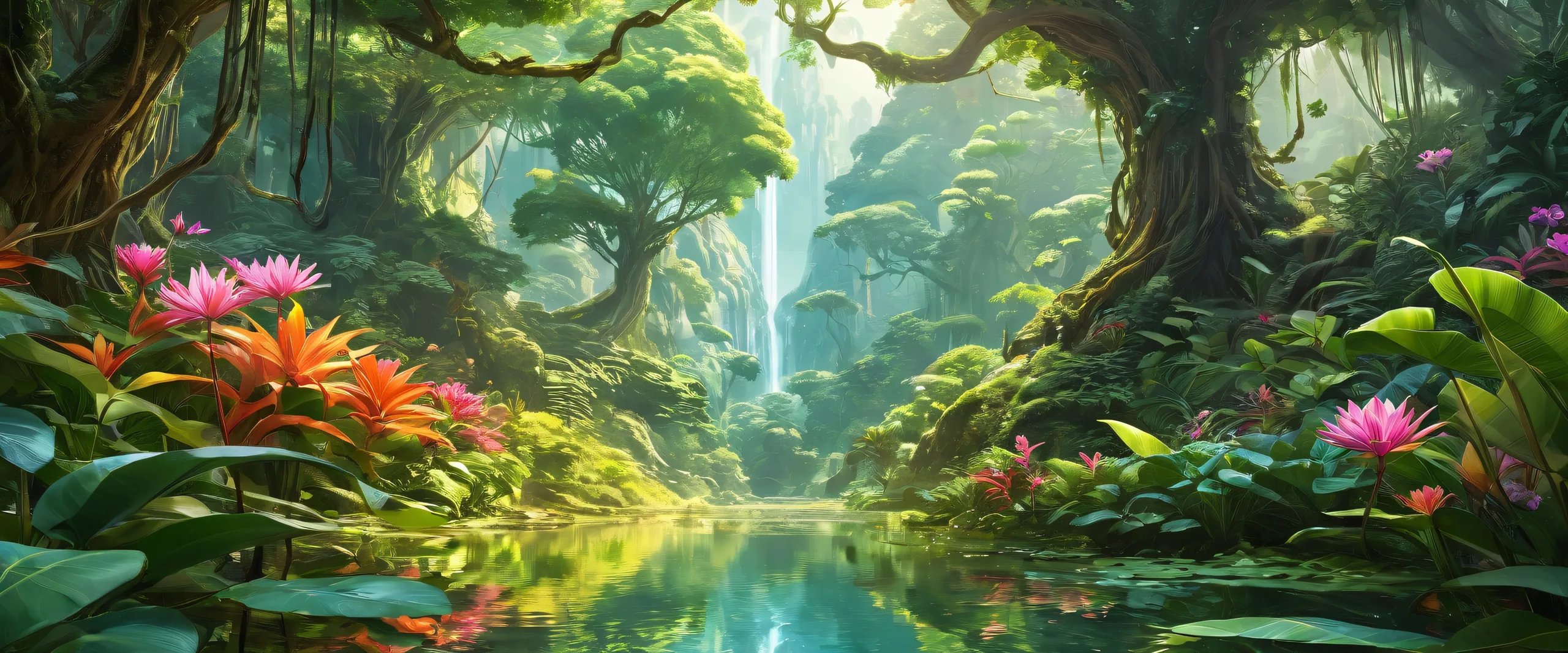 A serene and lush greenery desktop scene featuring a botanist amidst a vast pure void, perfect for PCs and Desktops.