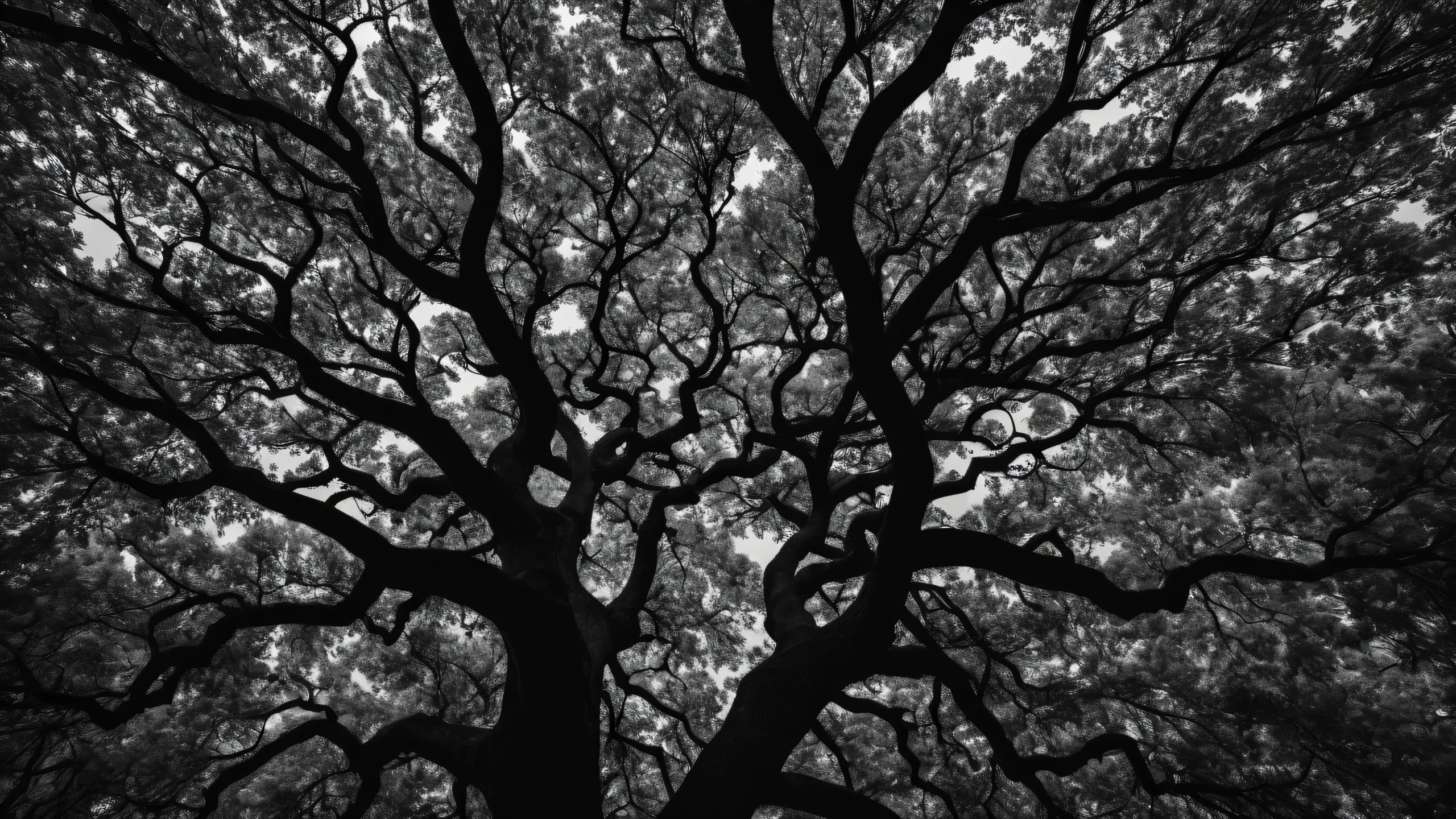 A serene desktop image of trees on a pure void background, perfect for a Desktop/PC.