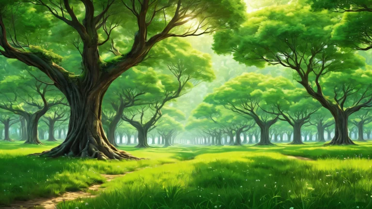 A serene and breathtaking desktop image of a forest, set against a vast, pure void, perfect for your Desktop/PC.