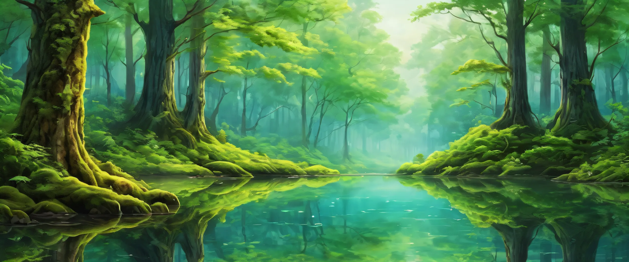A serene and breathtaking desktop wallpaper of a pristine forest on a macos device.