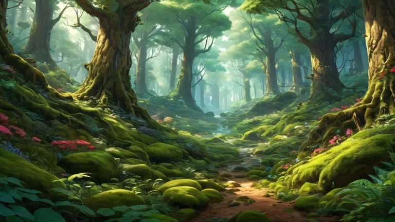 Vibrant forest landscape for desktop/PC screens with stunning visual impact and perfect composition.