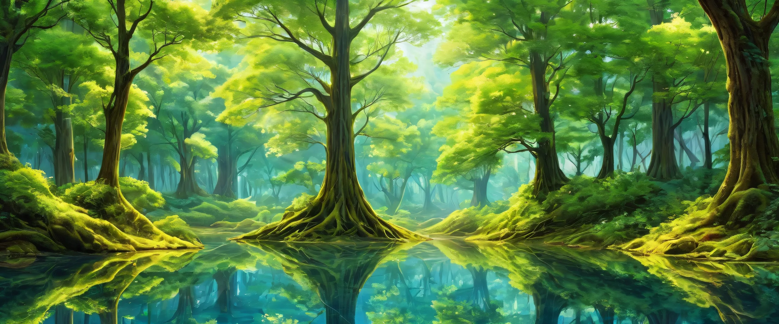 Breathtaking desktop wallpaper of trees in a pure void, perfect for PC or Desktop