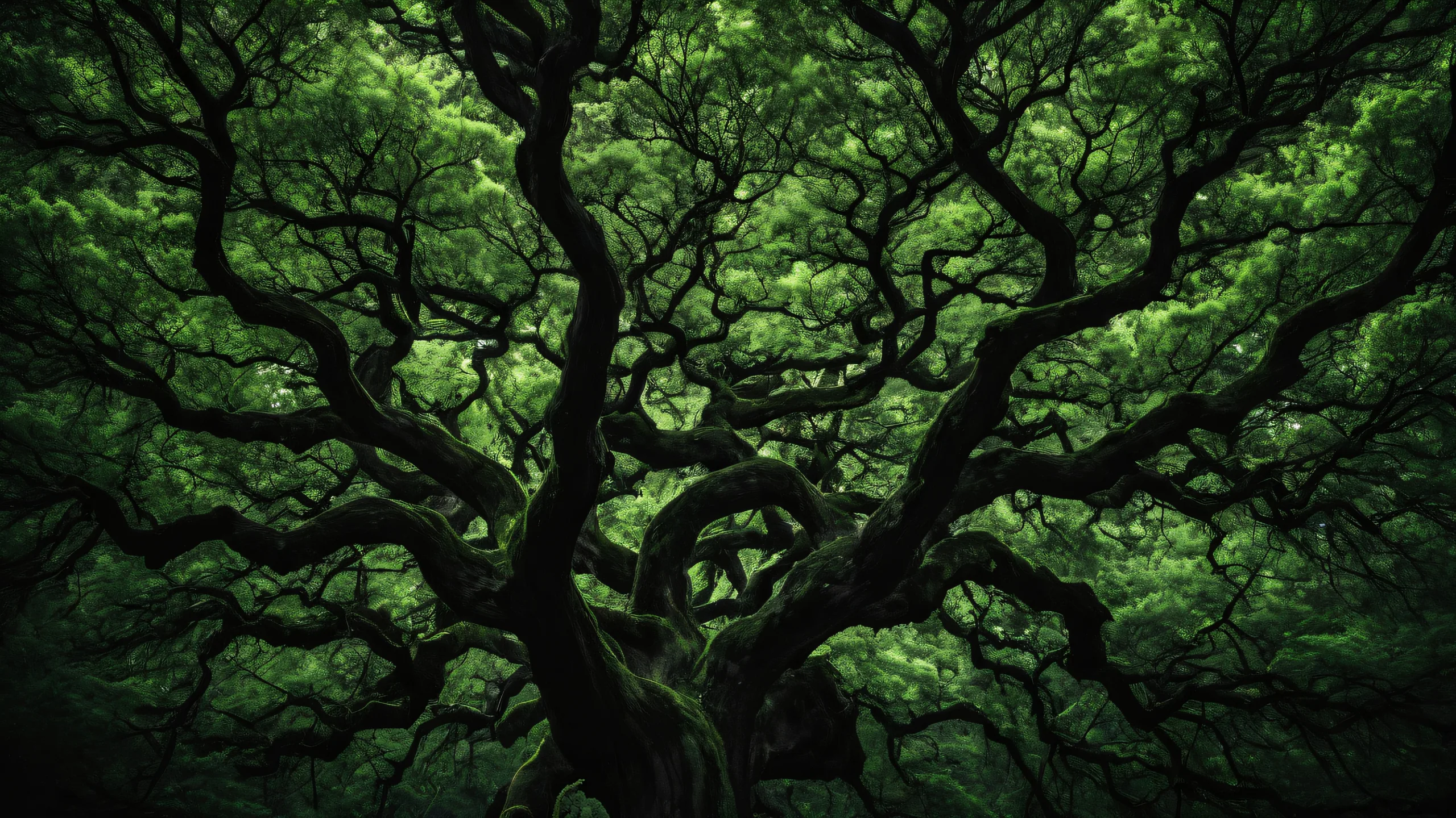 A stunning desktop image of trees in a vast pure void, suitable for a PC or Desktop background.