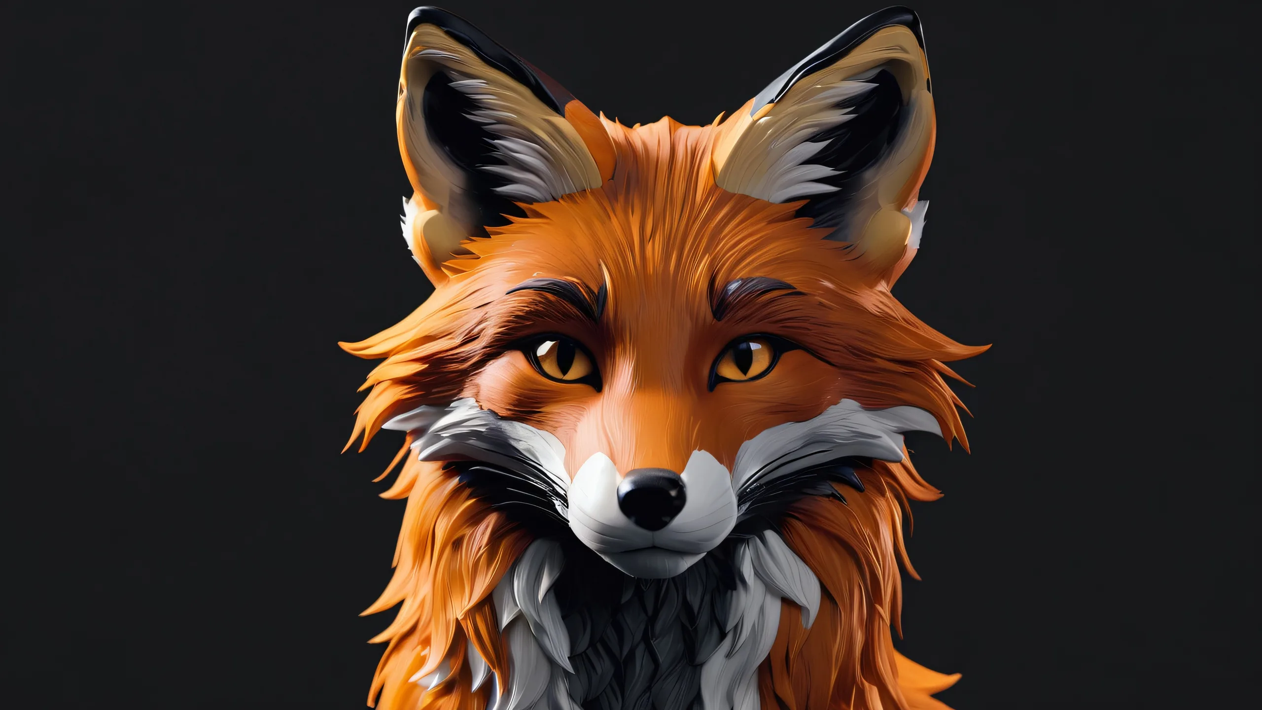 Anthro fox stands out against a vast pure void, perfect for desktop/pc backgrounds.