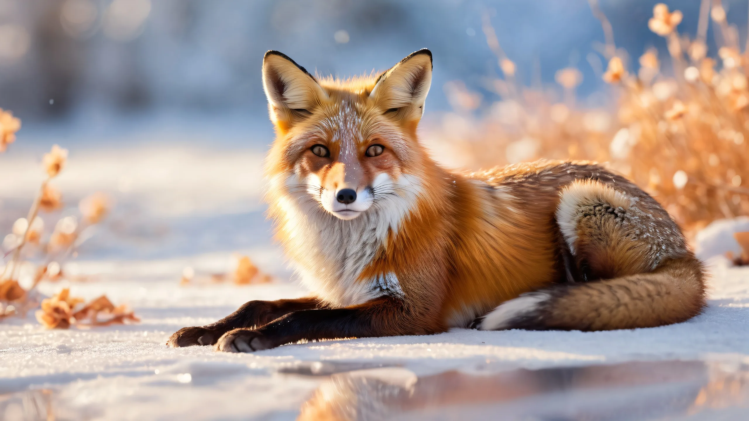 A breathtaking desktop wallpaper of a fox surrounded by a vast pure void on a desktop/pc, with exquisite digital art and ethereal lighting.