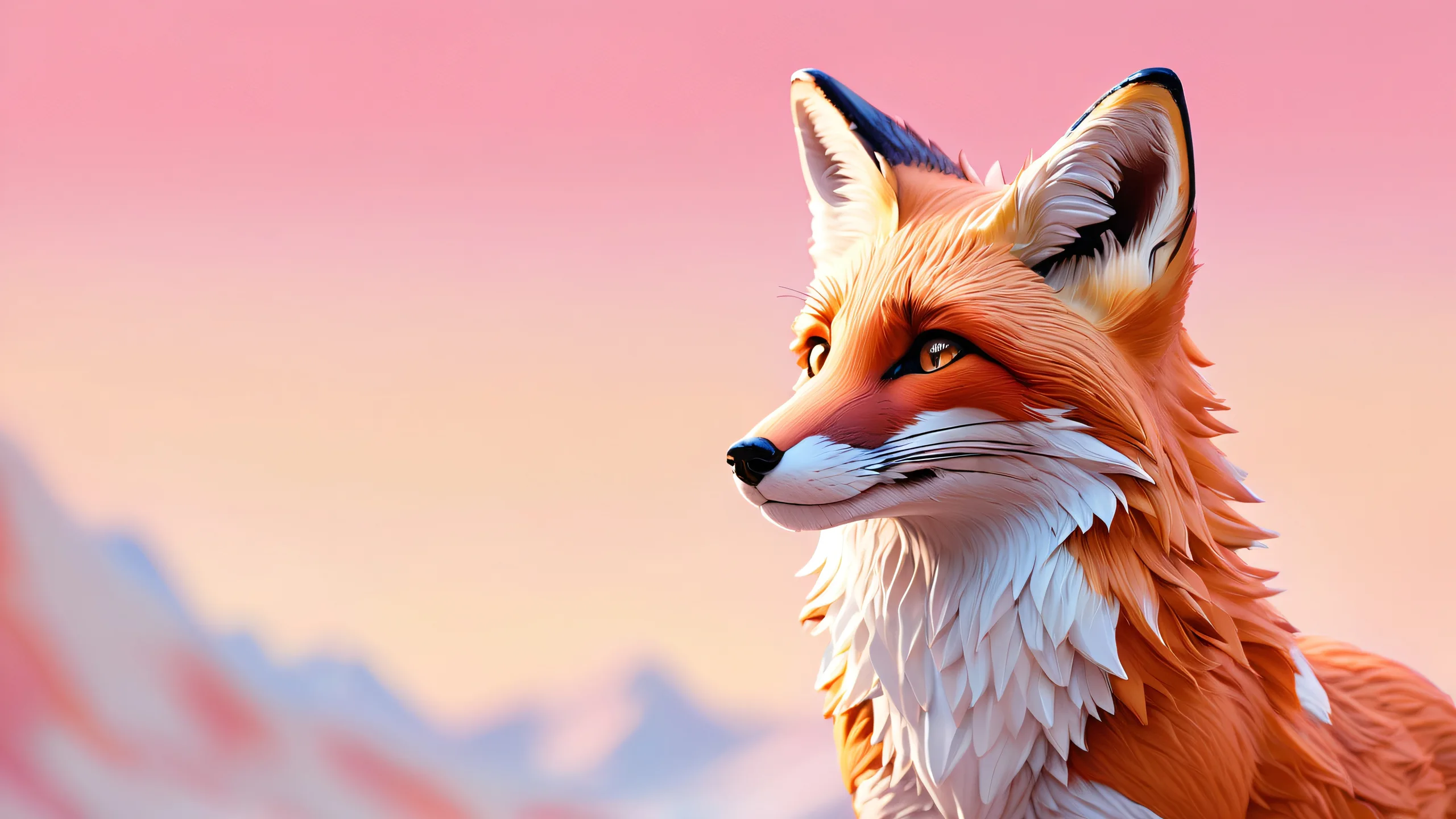 An Anthro Fox desktop wallpaper featuring a vast pure void with extreme depth of field and subtle gradient effects on a Desktop/PC.