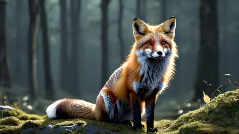 Breathtaking desktop wallpaper of a fox in a vast pure void, ideal for Desktop/PC backgrounds.