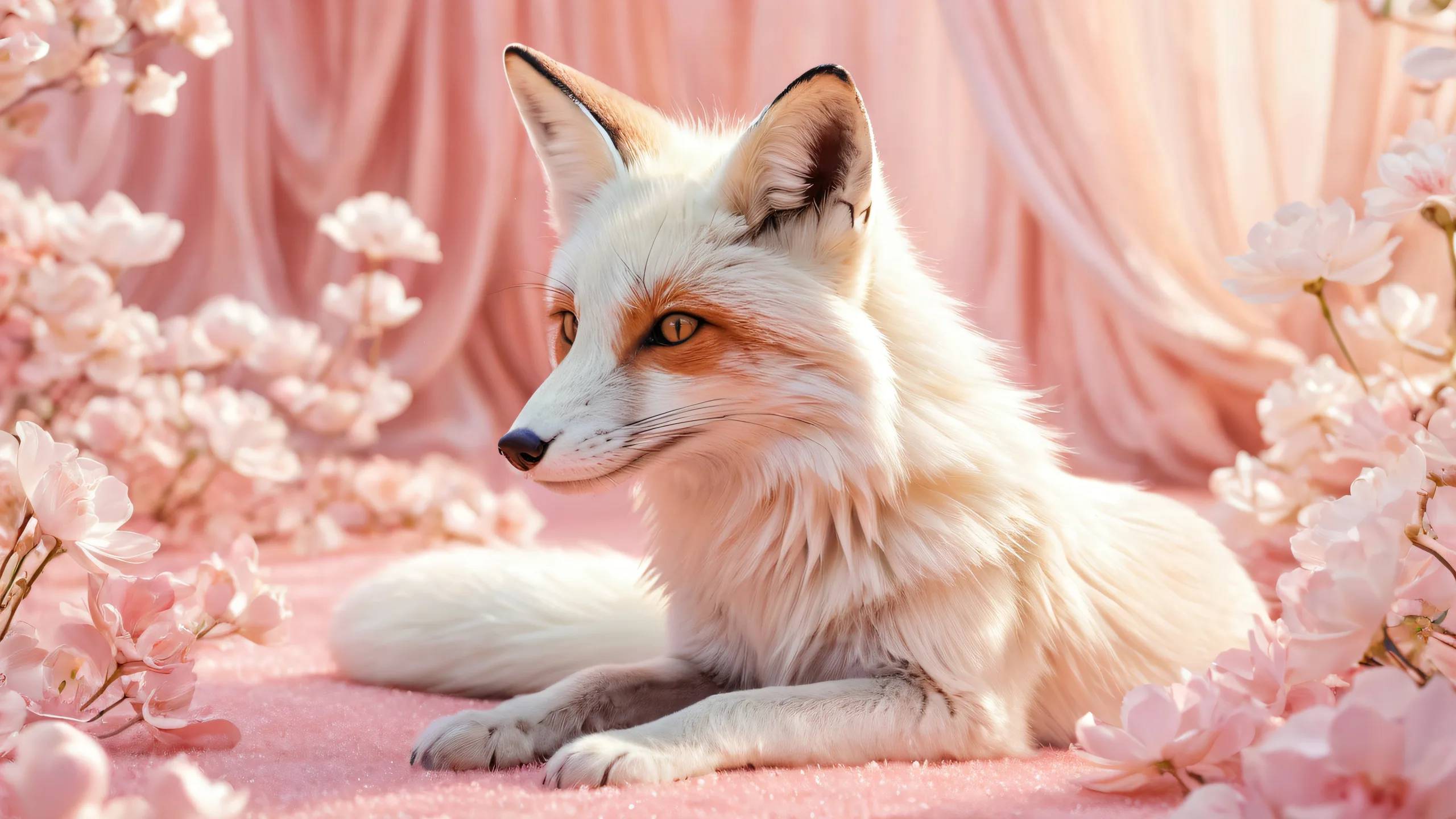 UK Ethereal Fox dans un fond d'écran de vaste étenduenthro sur un vasteec des textures délicates et un éclairage exquis pour votre ordinateur de bureau/PC A whimsical desktop image of an anthro fox set against a vast, pure void with delicate textures and exquisite lighting for your Desktop/PC.