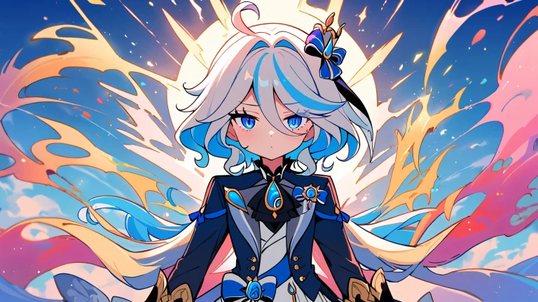 A girl standing alone on a perfectly clean vast pure void, looking at the viewer with an air of freedom and liberty, suitable for desktop/pc