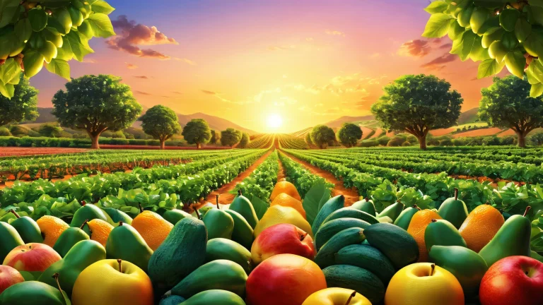 A serene and vibrant fruit farm desktop scene for your PC or Desktop, with stunning visuals and depth of field.