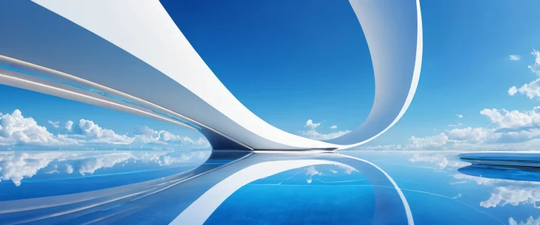A futuristic desktop scene with a vast pure void and infinite blue sky for your PC or Desktop