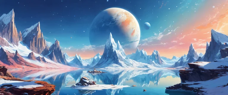 Desktop/PC wallpaper of a breathtakingly clean vast pure void with snowfall and rocks suspended in mid-air, perfect for macOS and other devices.