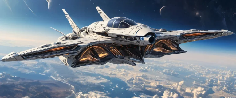 Breathtaking spaceship desktop wallpaper with radiant colors and reflections for your PC or Desktop.