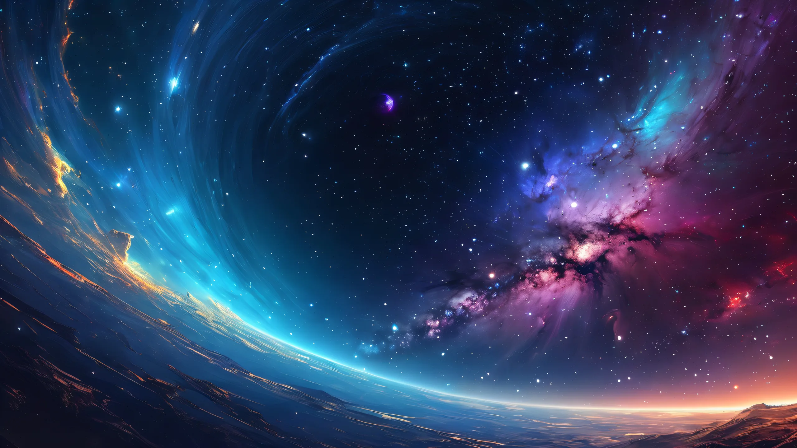 A stunning desktop wallpaper of a galaxy set against a perfectly clean vast pure void. Ideal for desktop/PC use.