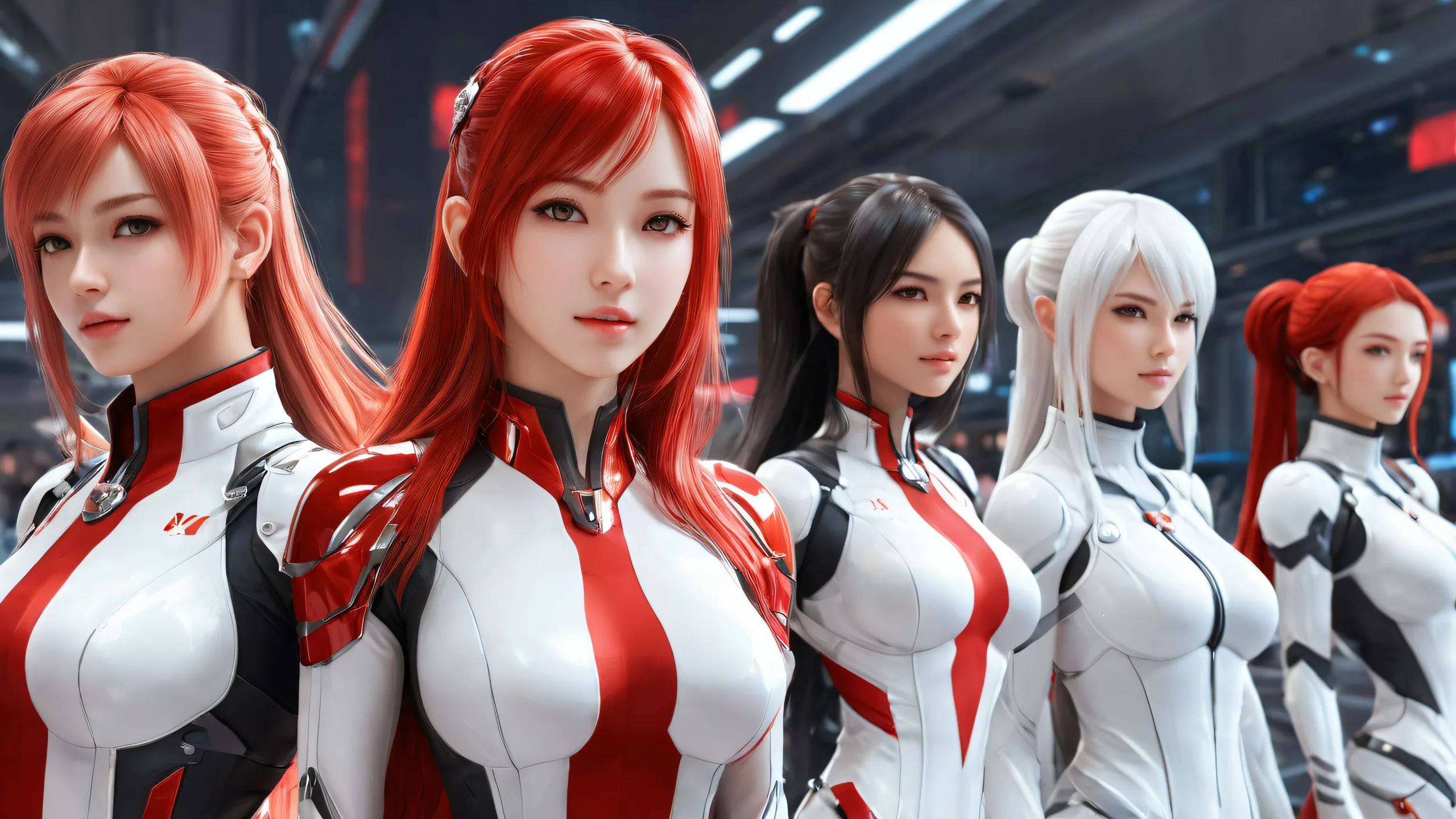 Beautiful video game girl desktop wallpaper for PC and Desktop/PC use with radiant colors and reflections.