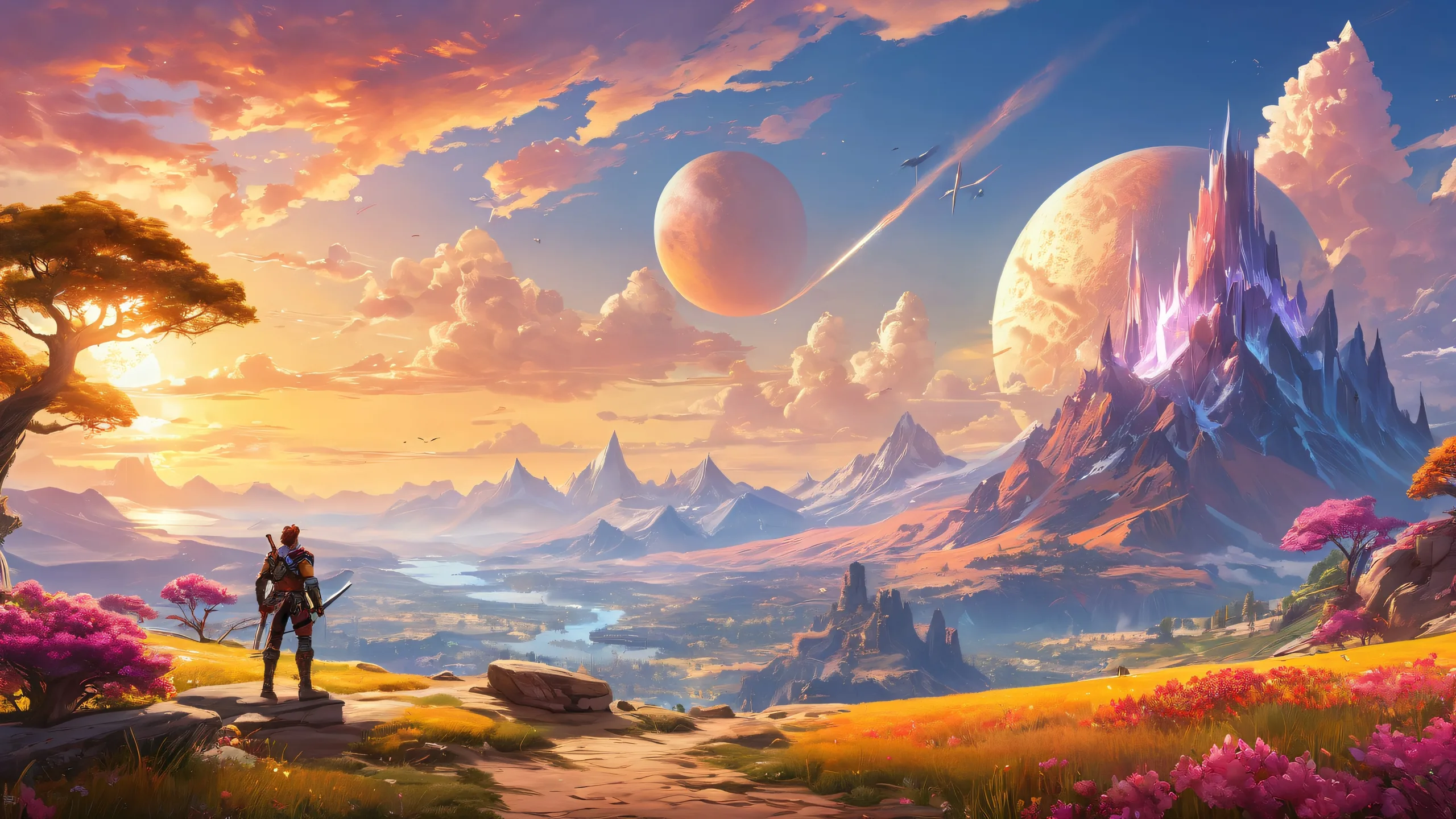 Award-winning digital art of video game characters set against a pristine pure void on a desktop/PC background