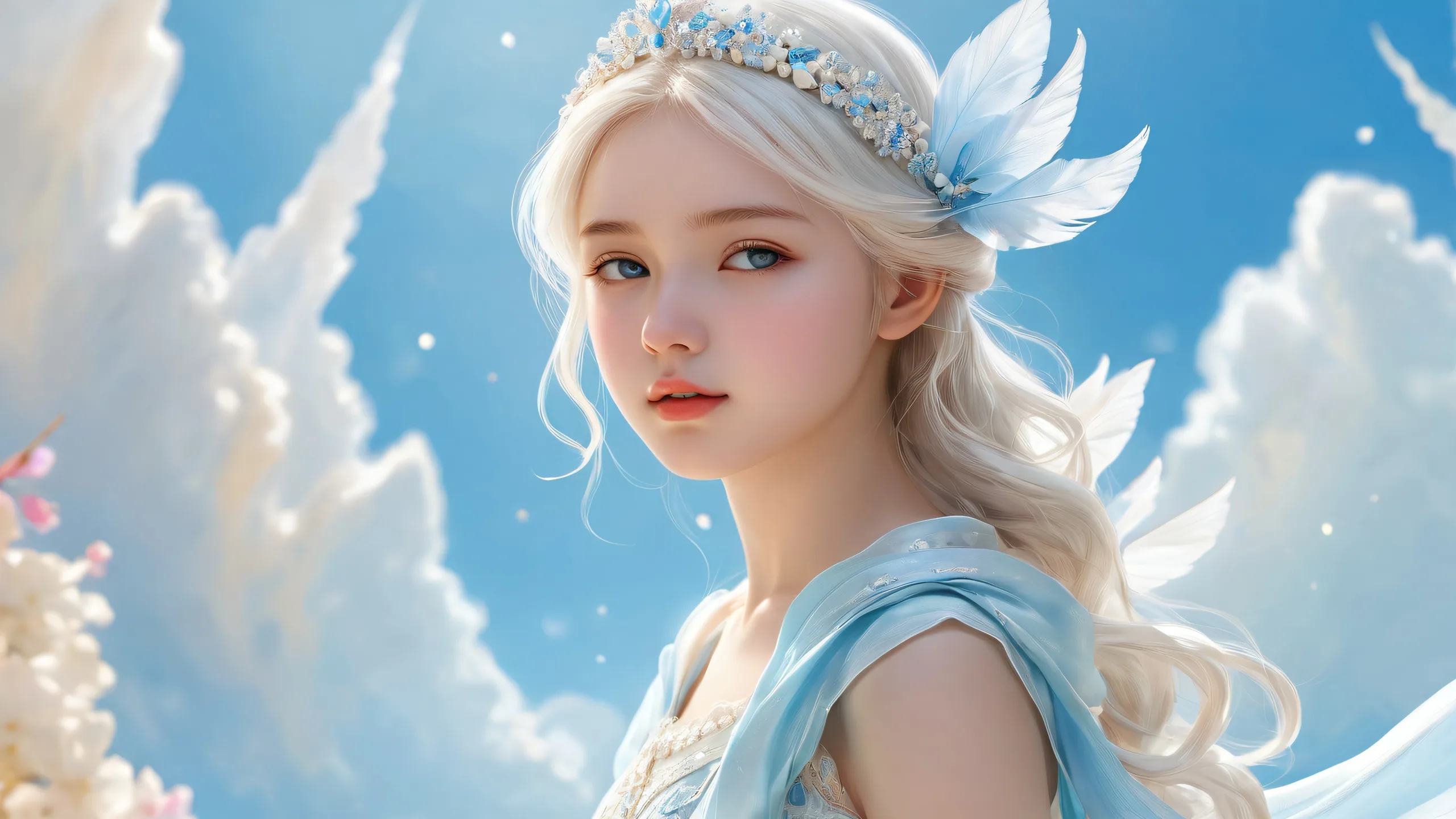 A beautiful portrait of a girl set against a vast pure void with extreme depth of field, perfect for your desktop or PC.