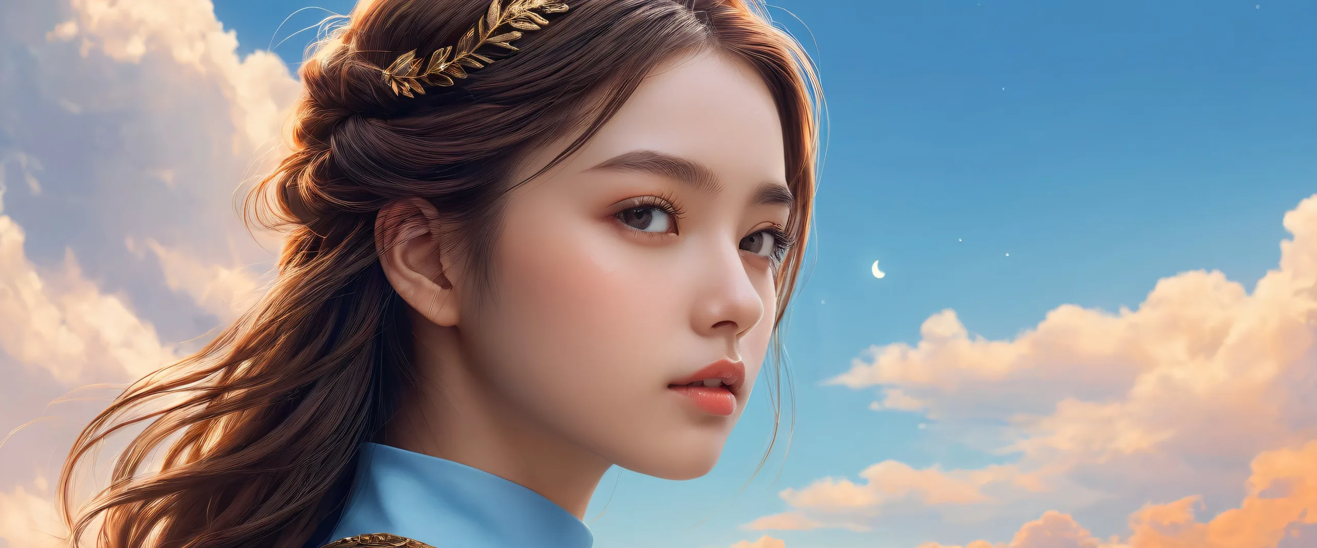 Girl on a pristine void background for desktop/pc use, with award-winning digital art and radiant colors.