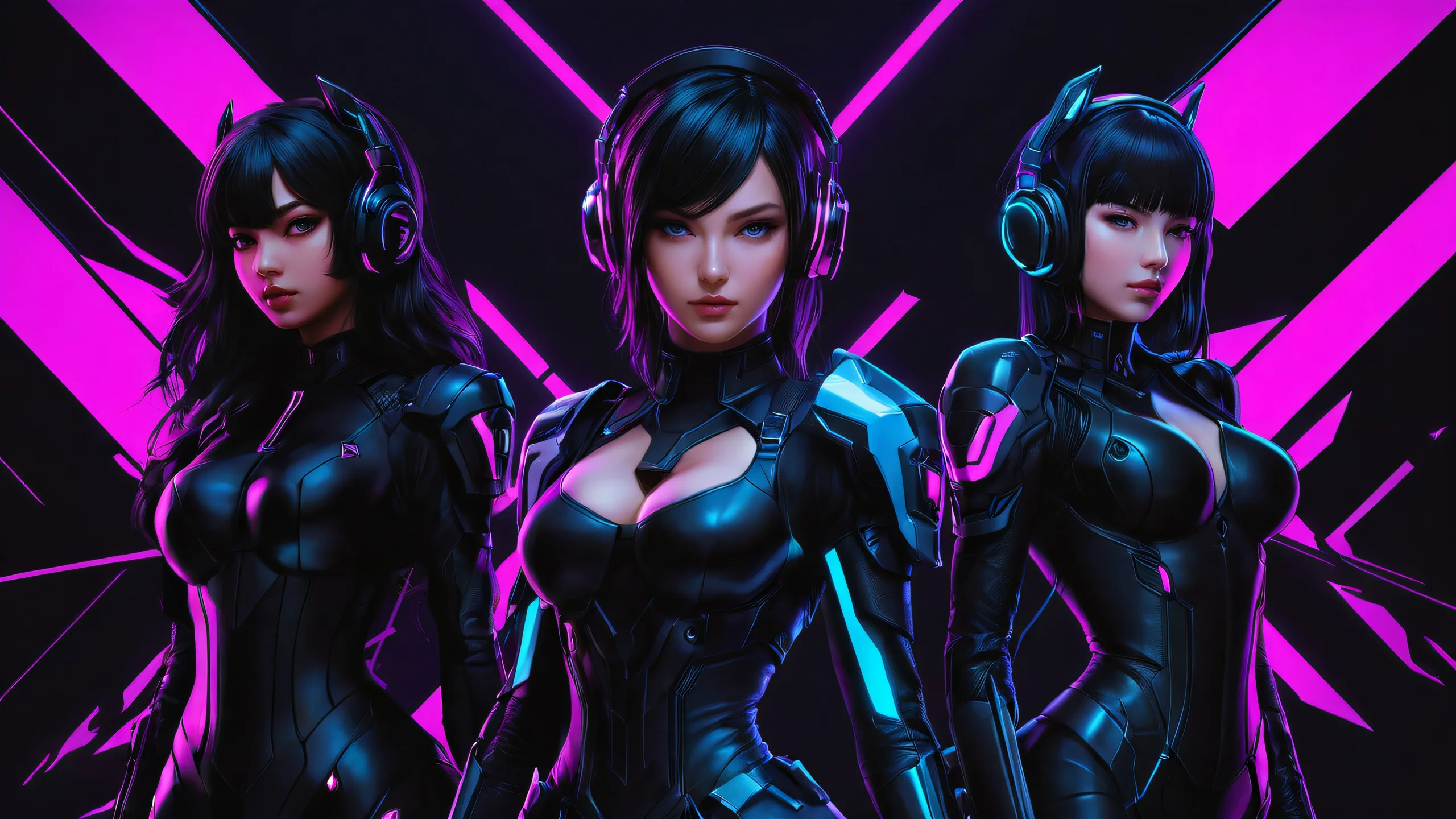 Breathtaking desktop wallpaper of video game girls in a vast, deep void for PC/ Desktop use.