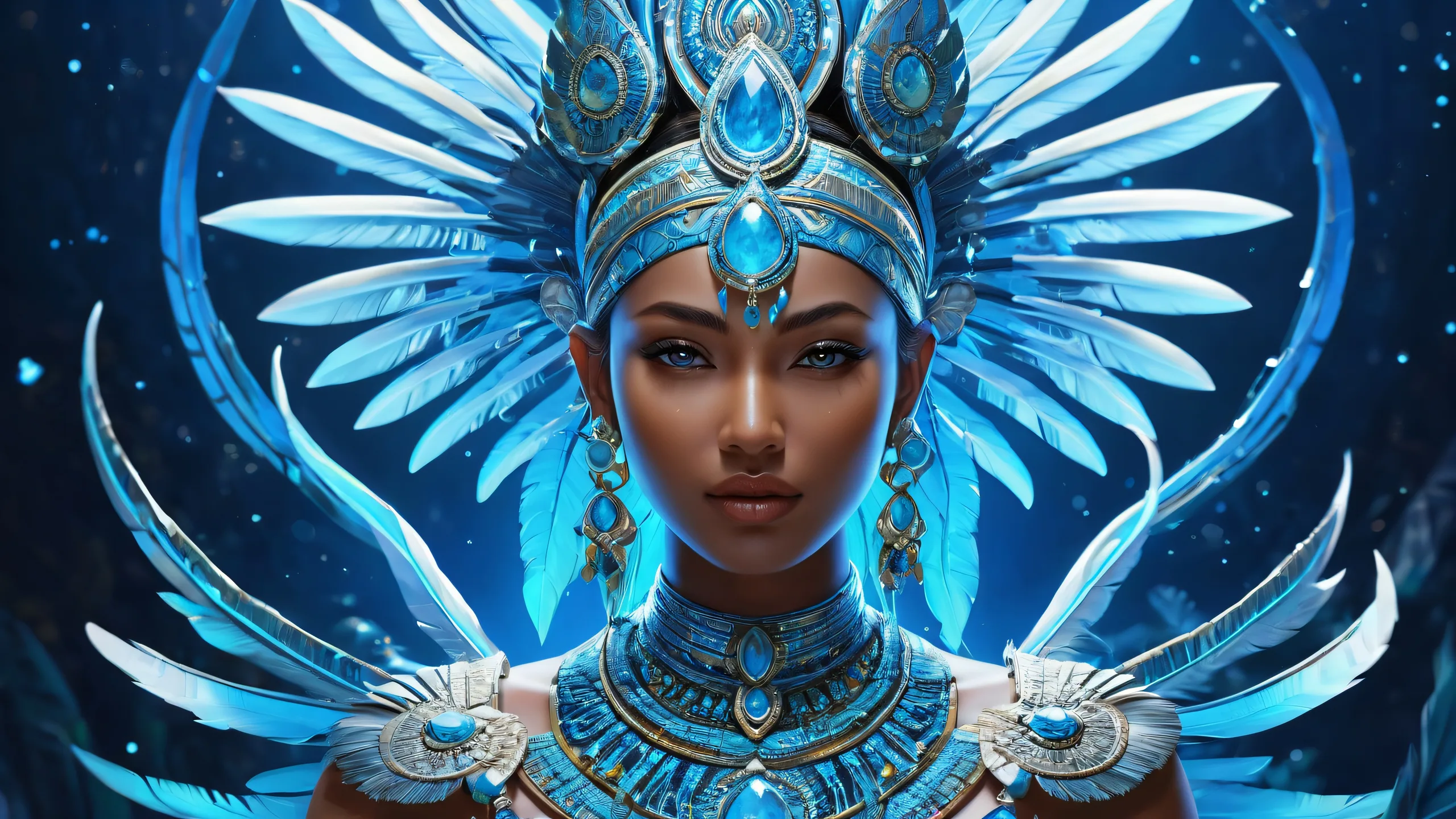 A stunning desktop wallpaper featuring a tribal goddess in a vast pure void, perfect for your PC or desktop.