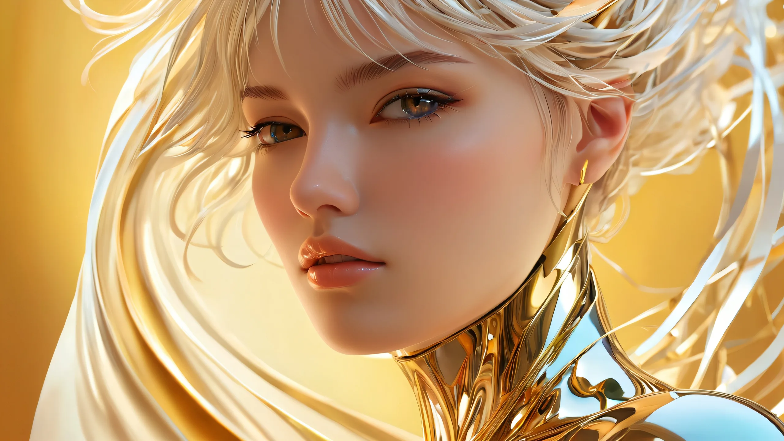 Ultra HD Ethereal Goddess Elegance Wallpaper Abstract female figure amidst a vast pure void, perfect for desktop or PC backgrounds.