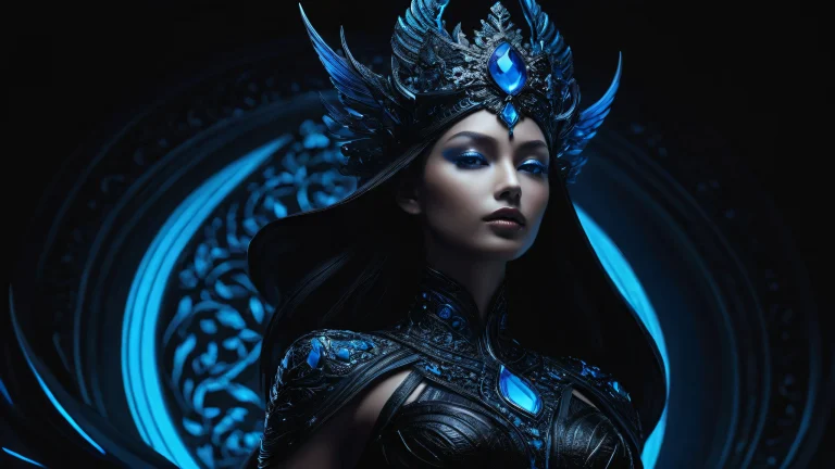 A stunning desktop wallpaper of a goddess amidst a pure void, perfect for PC or Desktop backgrounds.