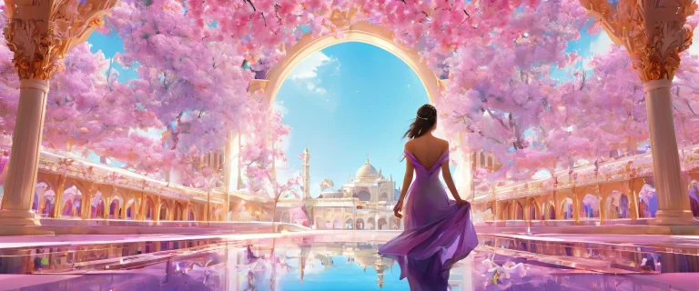 A woman stands serene against a vast, reine Leere, Perfekt für Ihren Desktop oder PC.