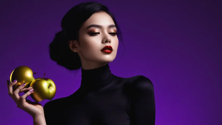 A stunning fantasy desktop wallpaper featuring a serene female figure set against a pure void background, with subtle mist effects and sleek dark mode aesthetic.