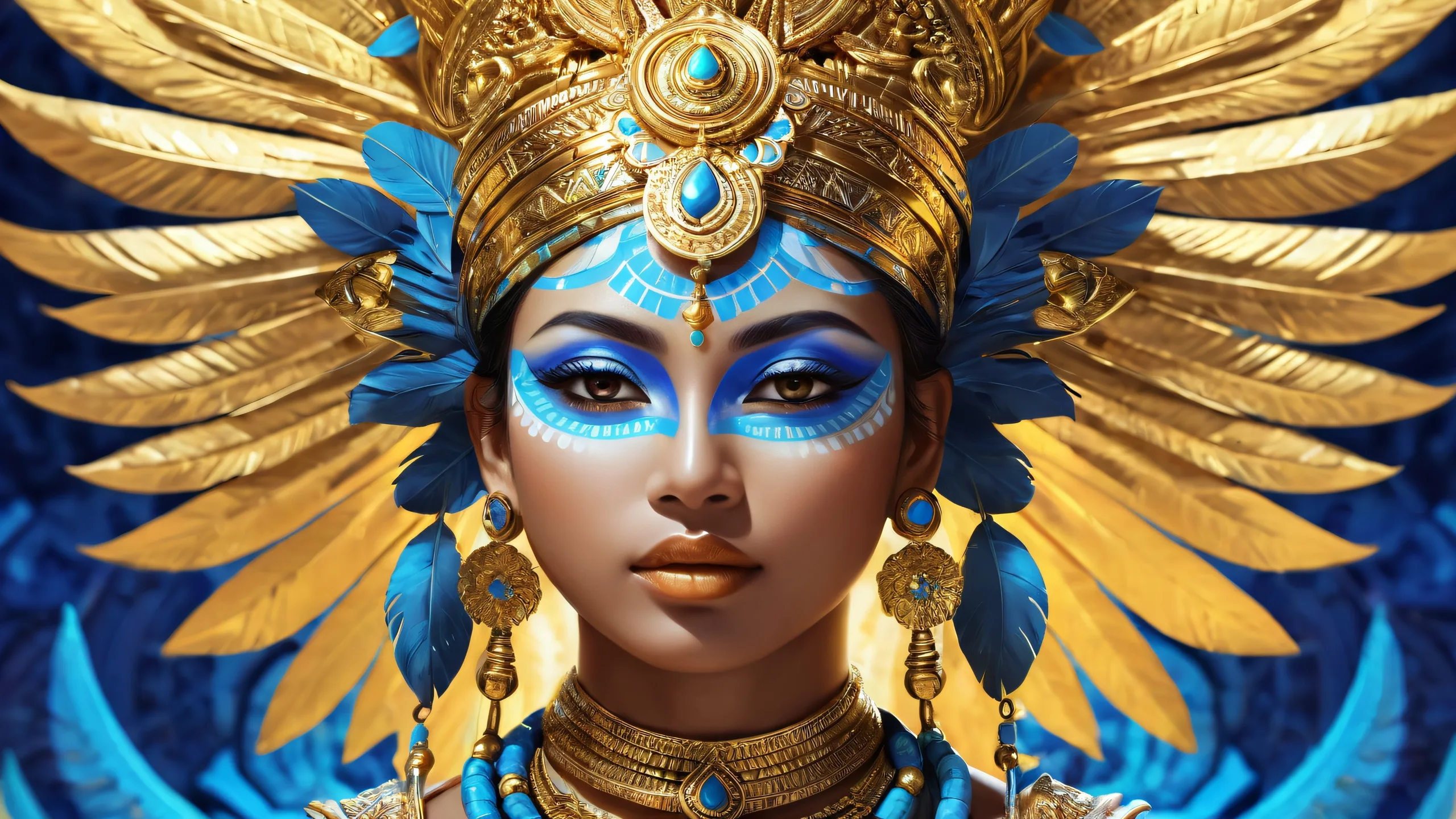 A stunning desktop image of a Tribal Goddess set against a vast, pure void, perfect for your PC or Desktop.