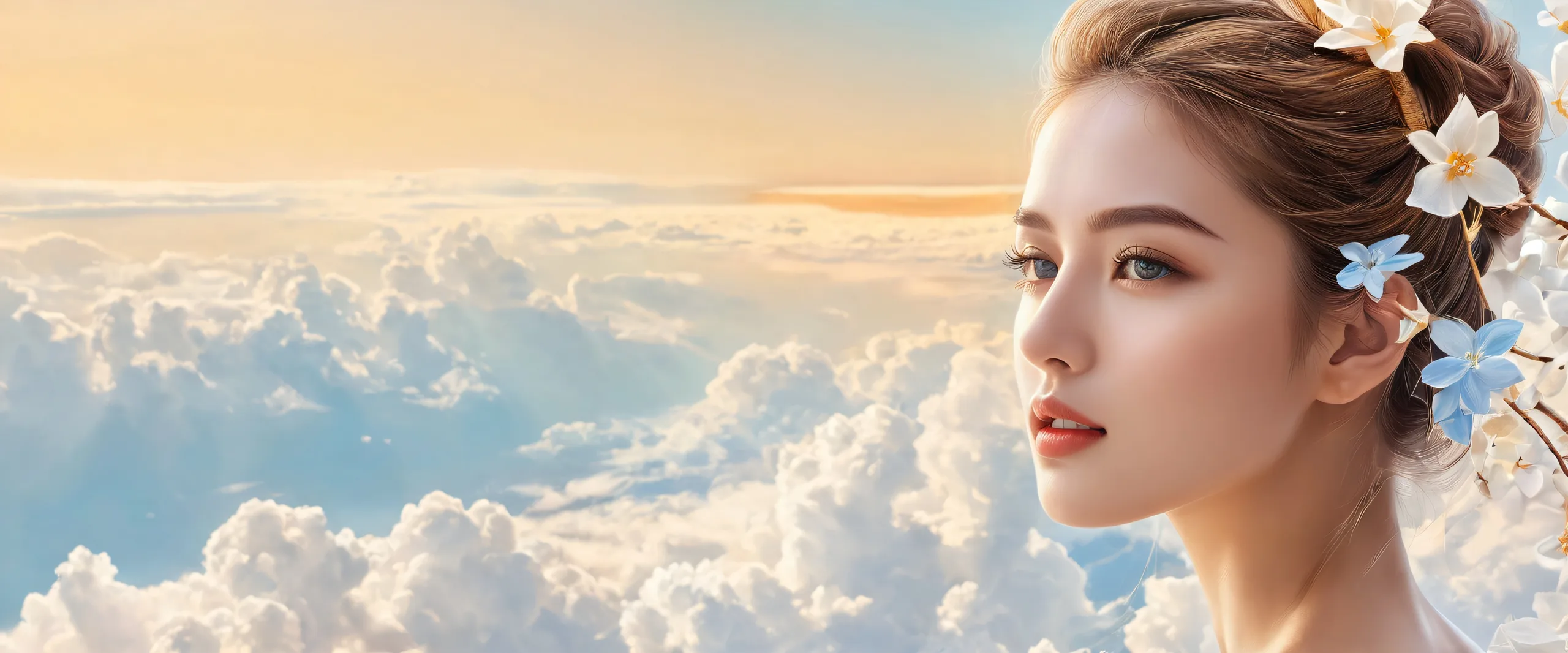 Award-winning digital art of a woman in a vast, pure void with extreme depth of field and radiant lighting for desktop/pc use.