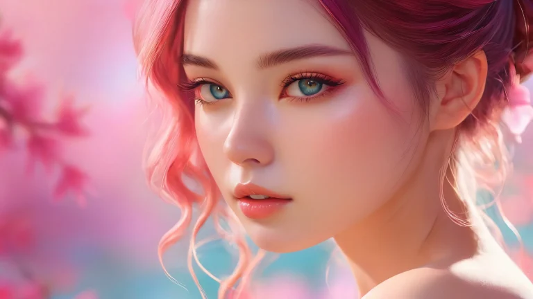 Feminine figure surrounded by a vast pure void with subtle gradient effects, デスクトップまたはPCに最適