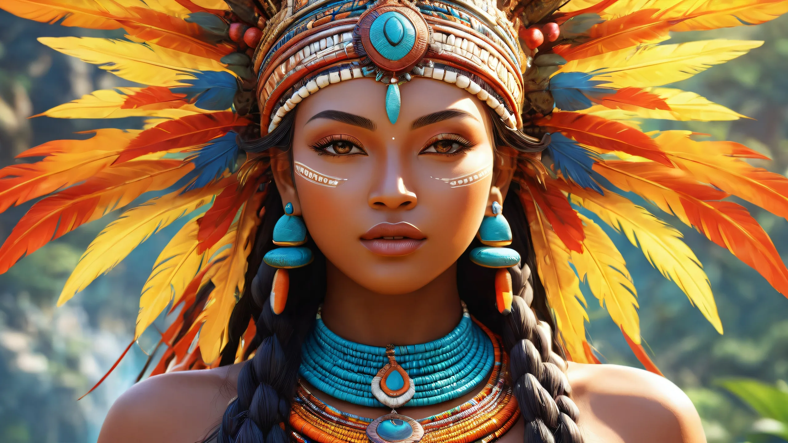 Tribal goddess in a vast pure void, perfect for your Desktop/PC.